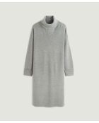 Robe Jasmine, droite, col roulé gris moyen