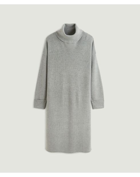 Robe Jasmine, droite, col roulé gris moyen