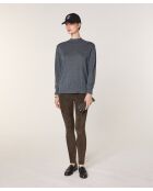 Pull Jeanne-Françoise 100% laine col montant Cotelé gris plomb