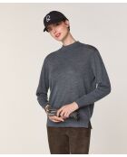 Pull Jeanne-Françoise 100% laine col montant Cotelé gris plomb