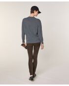 Pull Jeanne-Françoise 100% laine col montant Cotelé gris plomb