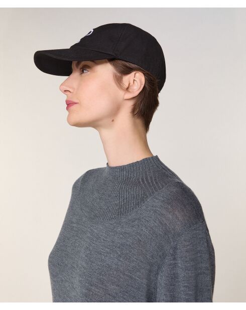 Pull Jeanne-Françoise 100% laine col montant Cotelé gris plomb