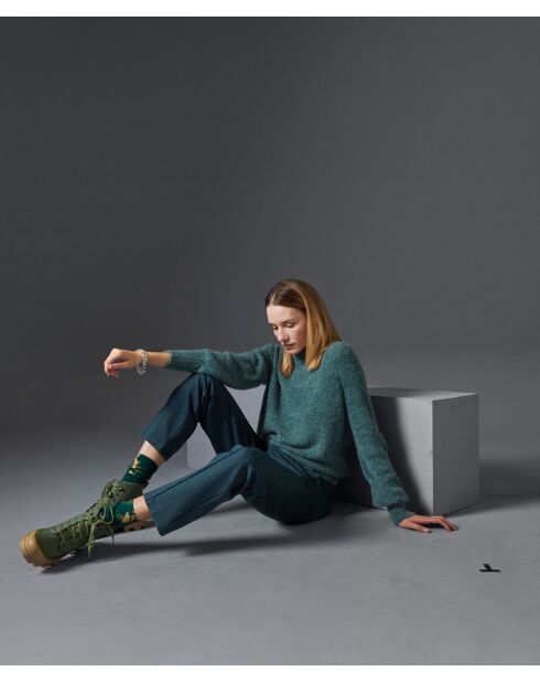 Pull Francesca col roulé vert de gris