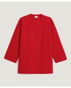 Manteau Dolorès 100% laine evasé rouge