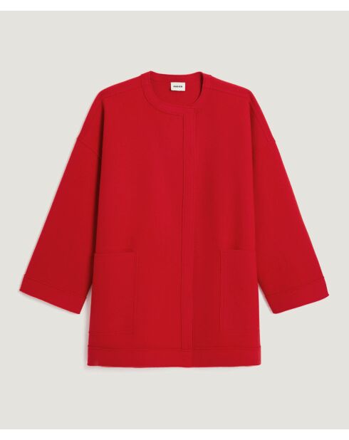 Manteau Dolorès 100% laine evasé rouge