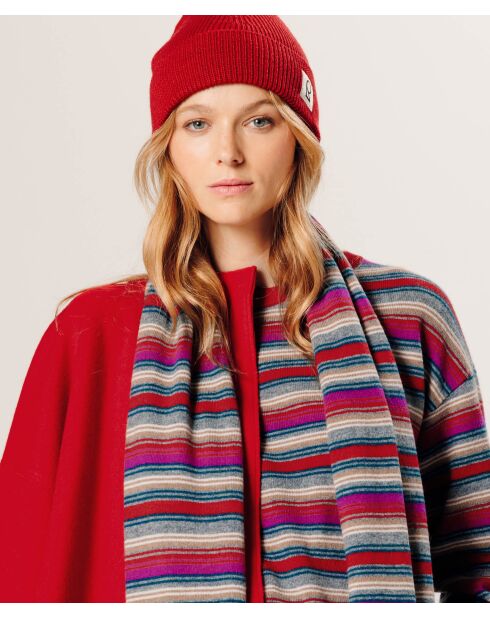 Manteau Dolorès 100% laine evasé rouge