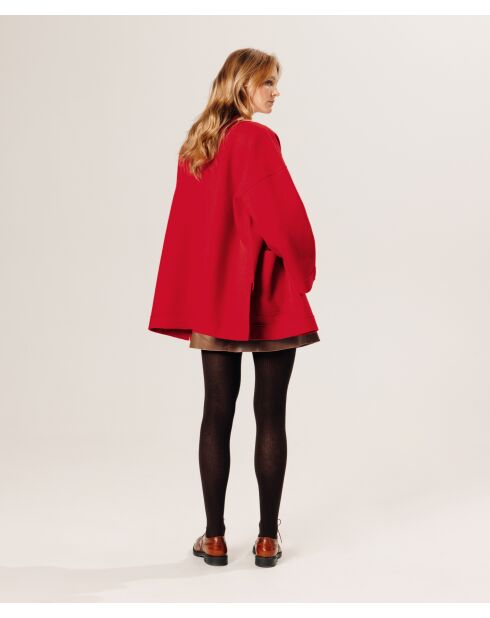 Manteau Dolorès 100% laine evasé rouge