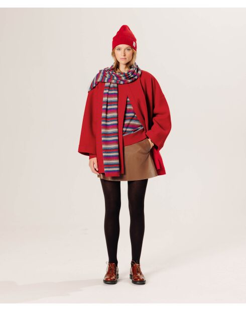 Manteau Dolorès 100% laine evasé rouge