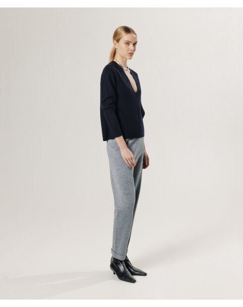 Pull Perséphone en laine col V profond noir