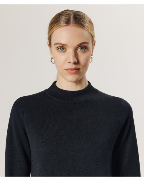 Robe droite Johanna en laine col montant noir