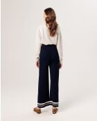 Pantalon Rania rayures inférieures bleu nuit