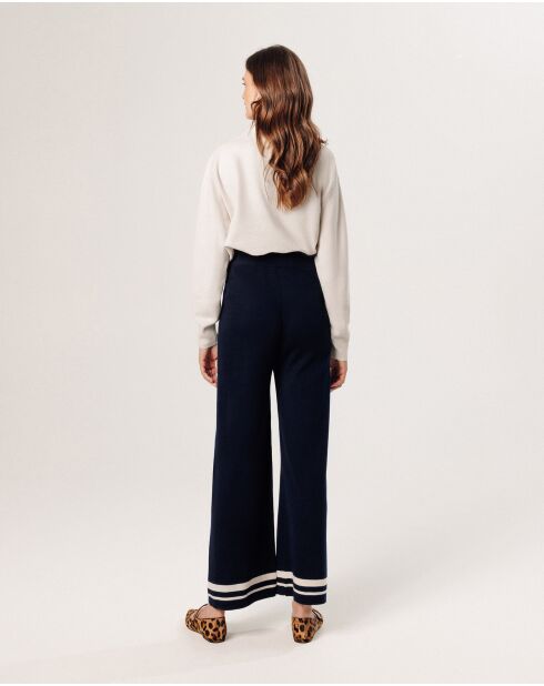 Pantalon Rania rayures inférieures bleu nuit