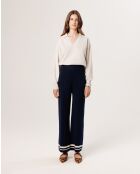 Pantalon Rania rayures inférieures bleu nuit