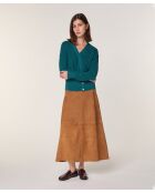 Gilet Carmen 100% laine cache-coeur boutons bleu pétrole