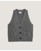 Gilet Esther en Laine & Cachemire boutonne col V sans manches gris chiné