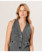 Gilet Esther en Laine & Cachemire boutonne col V sans manches gris chiné