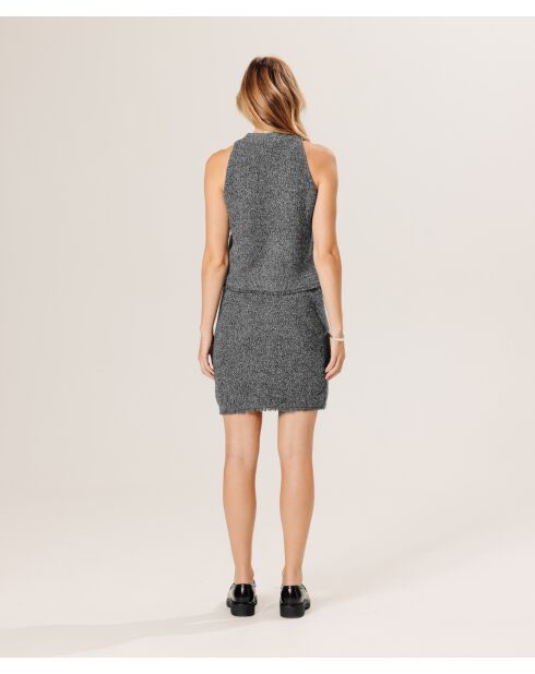 Gilet Esther en Laine & Cachemire boutonne col V sans manches gris chiné