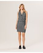 Gilet Esther en Laine & Cachemire boutonne col V sans manches gris chiné