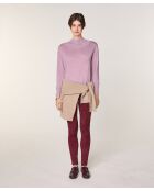 Pull Brunehilde 100% laine col montant côtelé rose bonbon