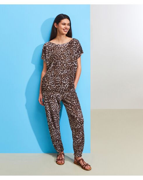 Tunique Kairi imprimé léopard marron