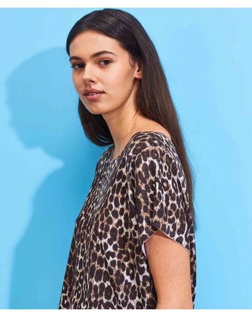 Tunique Kairi imprimé léopard marron