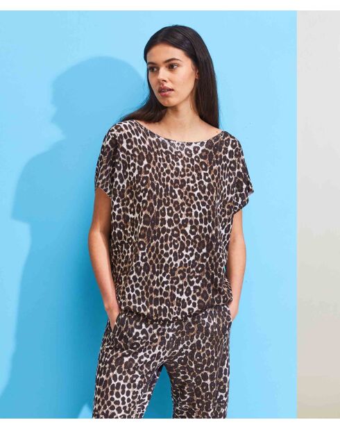 Tunique Kairi imprimé léopard marron