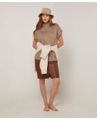 Pull Phoebe col roulé sans manches marron