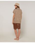 Pull Phoebe col roulé sans manches marron