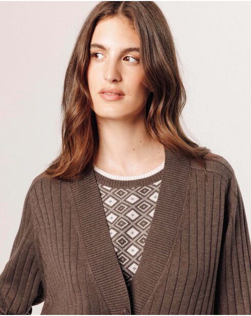 Gilet Anjelica en côtes marron havane
