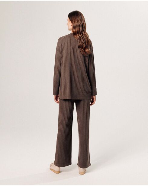 Gilet Anjelica en côtes marron havane