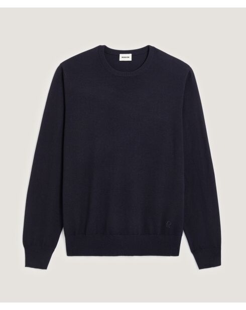 Pull Bertrand 100% laine col rond bleu nuit