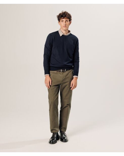 Pull Bertrand 100% laine col rond bleu nuit