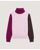 Pull Klarys 100% Laine col roulé multicolore rose pâle