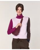Pull Klarys 100% Laine col roulé multicolore rose pâle
