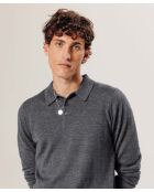 Pull Guillaume 100% laine col polo gris foncé