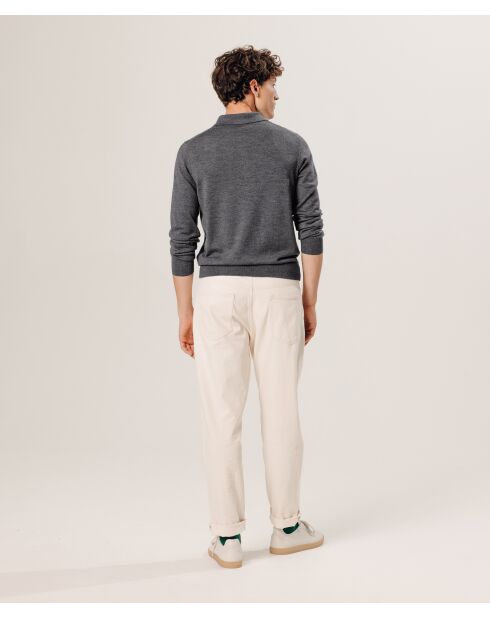 Pull Guillaume 100% laine col polo gris foncé