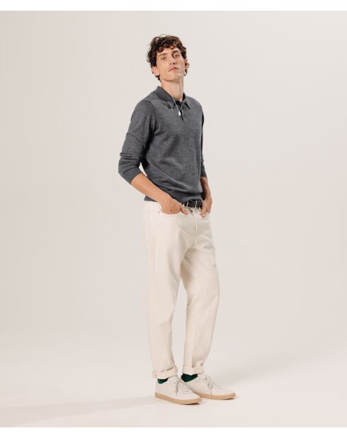 Pull Guillaume 100% laine col polo gris foncé