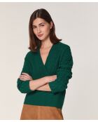 Pull Valentine 100% Laine Cache-Cœur vert anglais