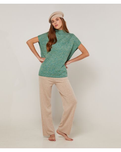 Pull Gaétane coll roulé sans manches vert