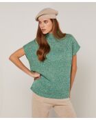 Pull Gaétane coll roulé sans manches vert