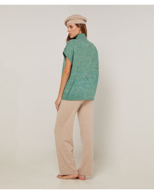 Pull Gaétane coll roulé sans manches vert