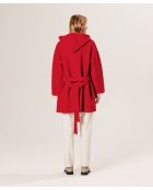 Manteau Beata 100% laine à capuche rouge