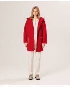 Manteau Beata 100% laine à capuche rouge