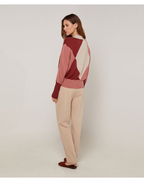 Pull Eugénie en Laine mélangée beige/rose