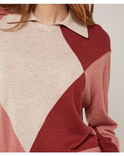 Pull Eugénie en Laine mélangée beige/rose