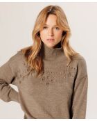 Robe Aliette ajourée 100% laine beige