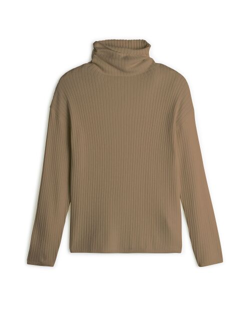 Pull Ada large col roulé marron camel