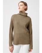 Pull Ada large col roulé marron camel