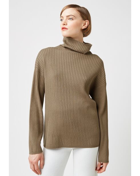 Pull Ada large col roulé marron camel
