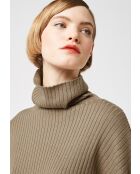 Pull Ada large col roulé marron camel